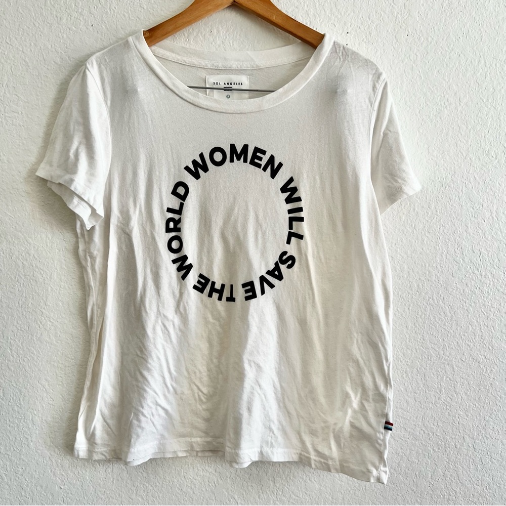 Anthropologie Sol Angeles Women Will Save the World Graphic Tee Sz L NWOT - Picture 2 of 6